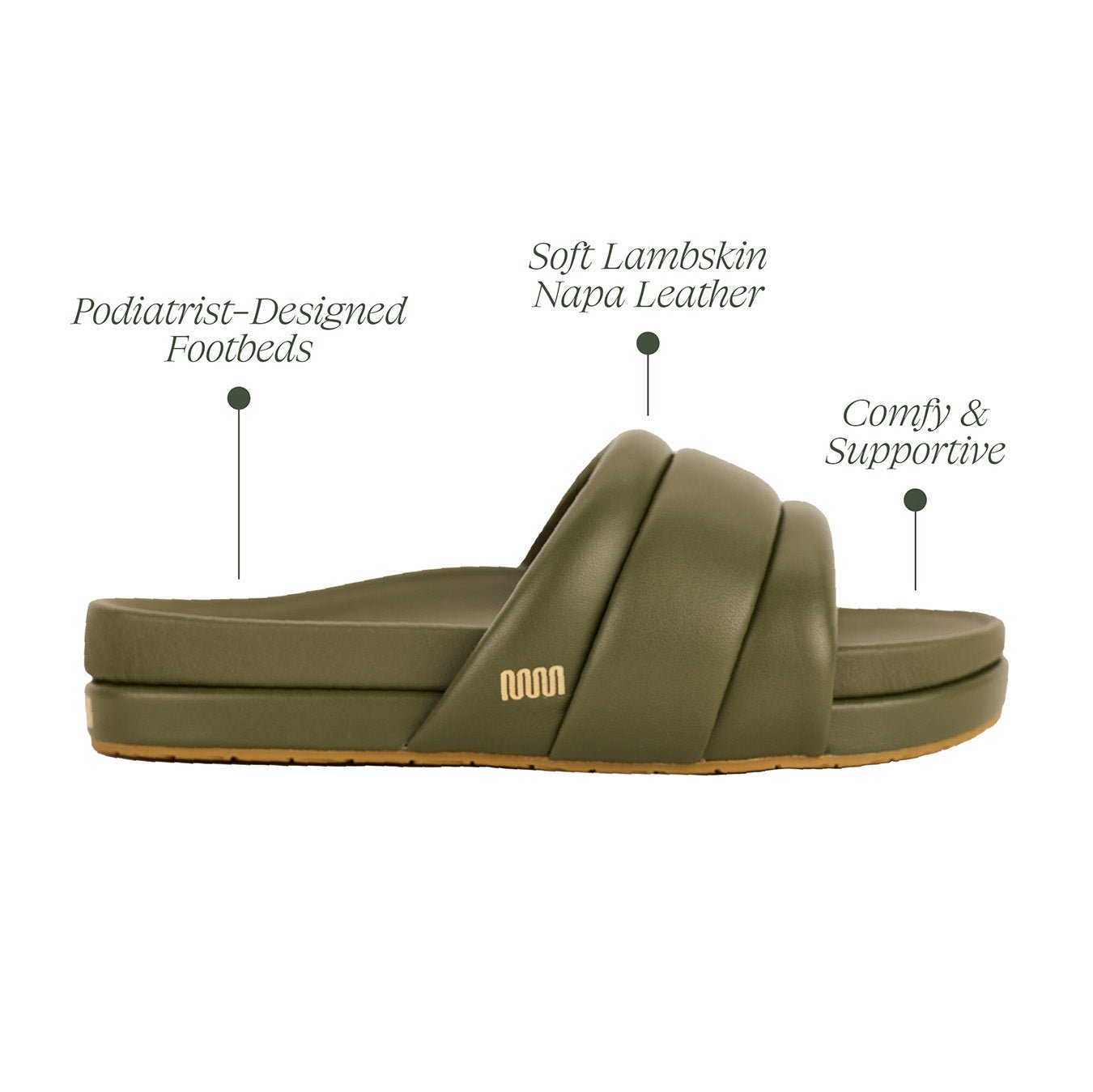 The Softie Slide - Olive Green Napa Leather