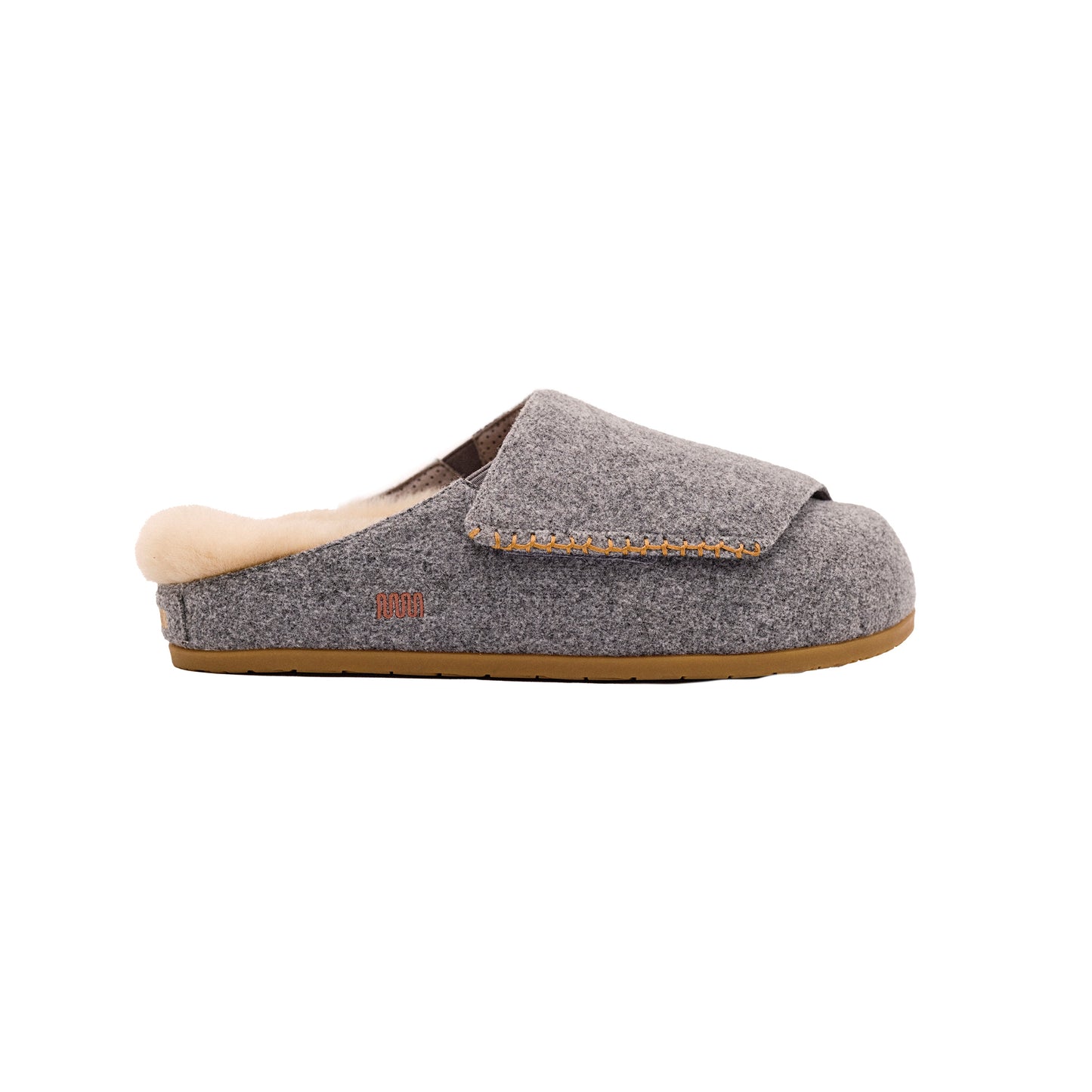 Ollie Mules in Grey Wool with Shearling
