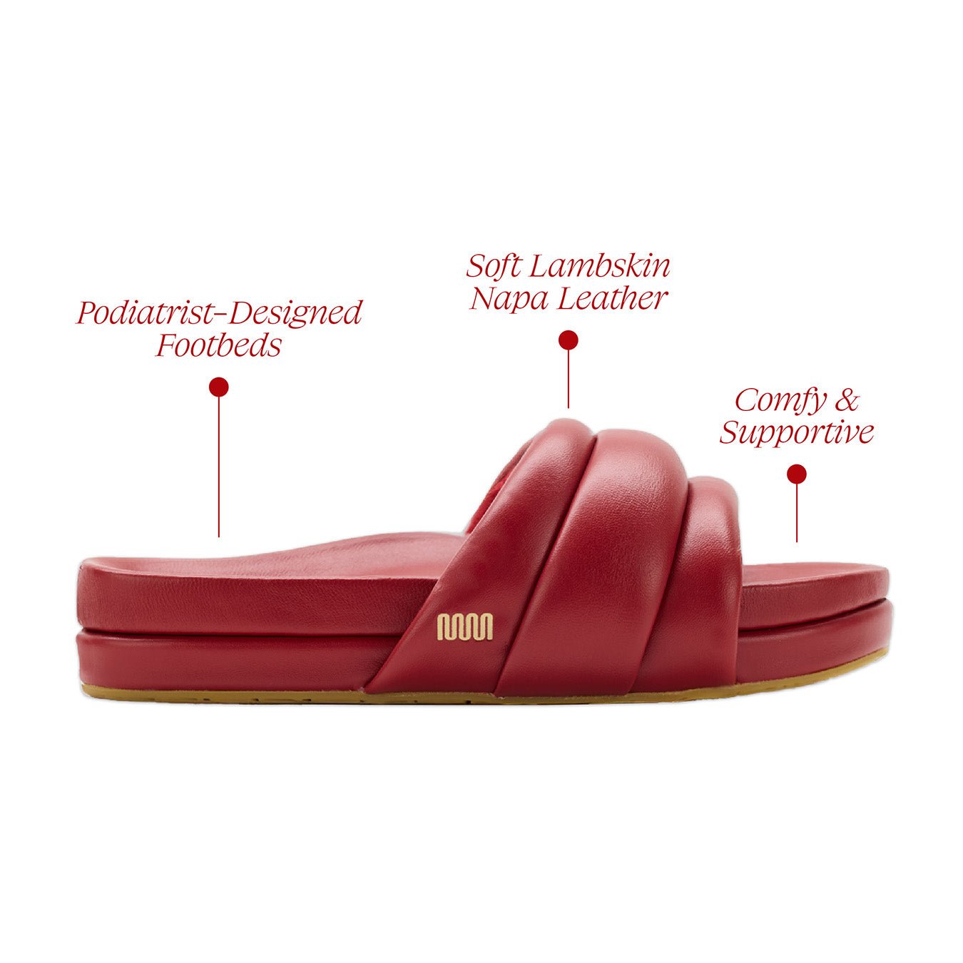 The Softie Slide - Cherry Red Napa Leather