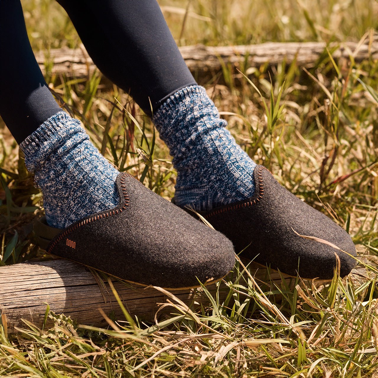 The Woolie Burro - Charcoal with Green Vegan Leather