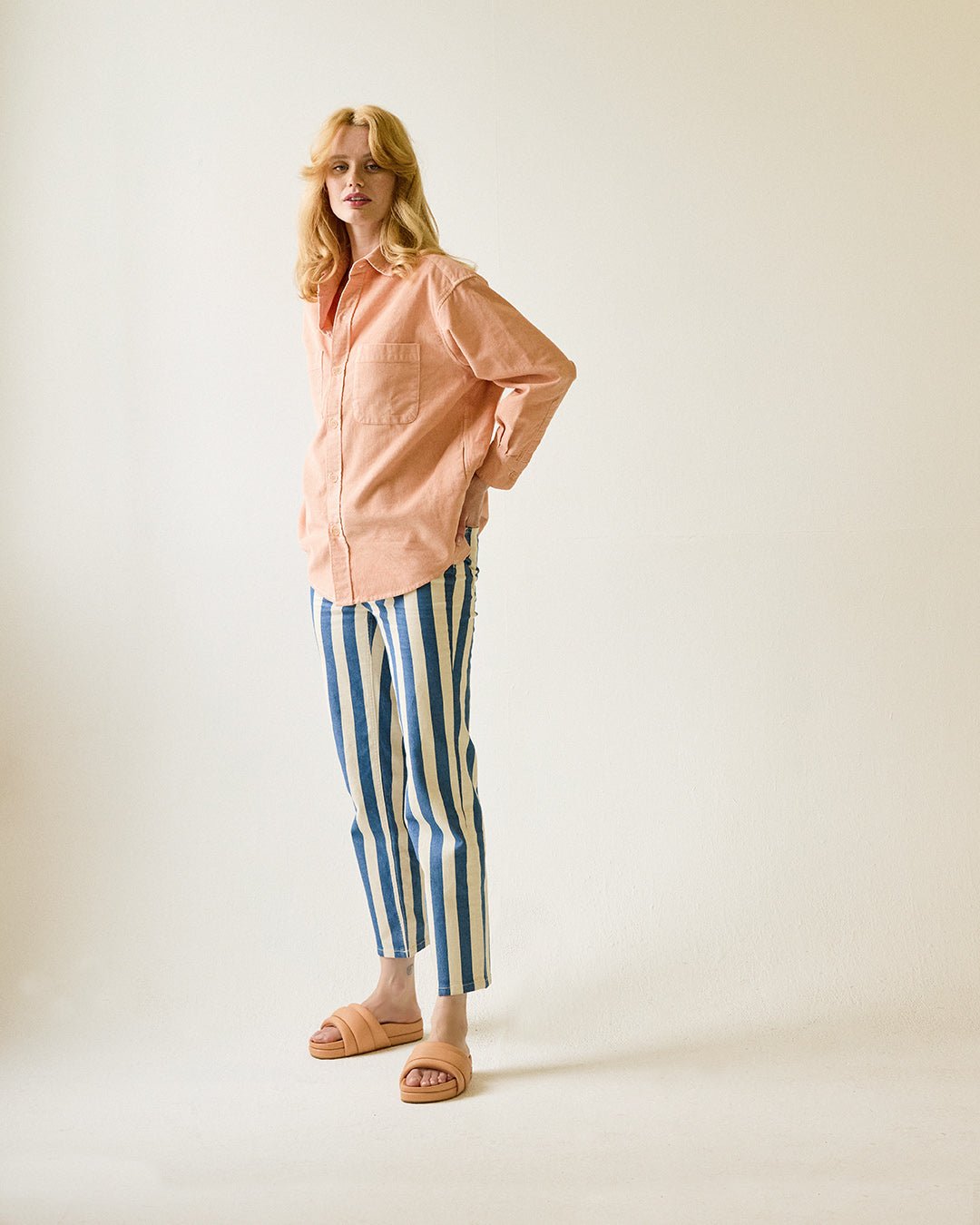 The Softie Slide - Blush Pink Napa Leather