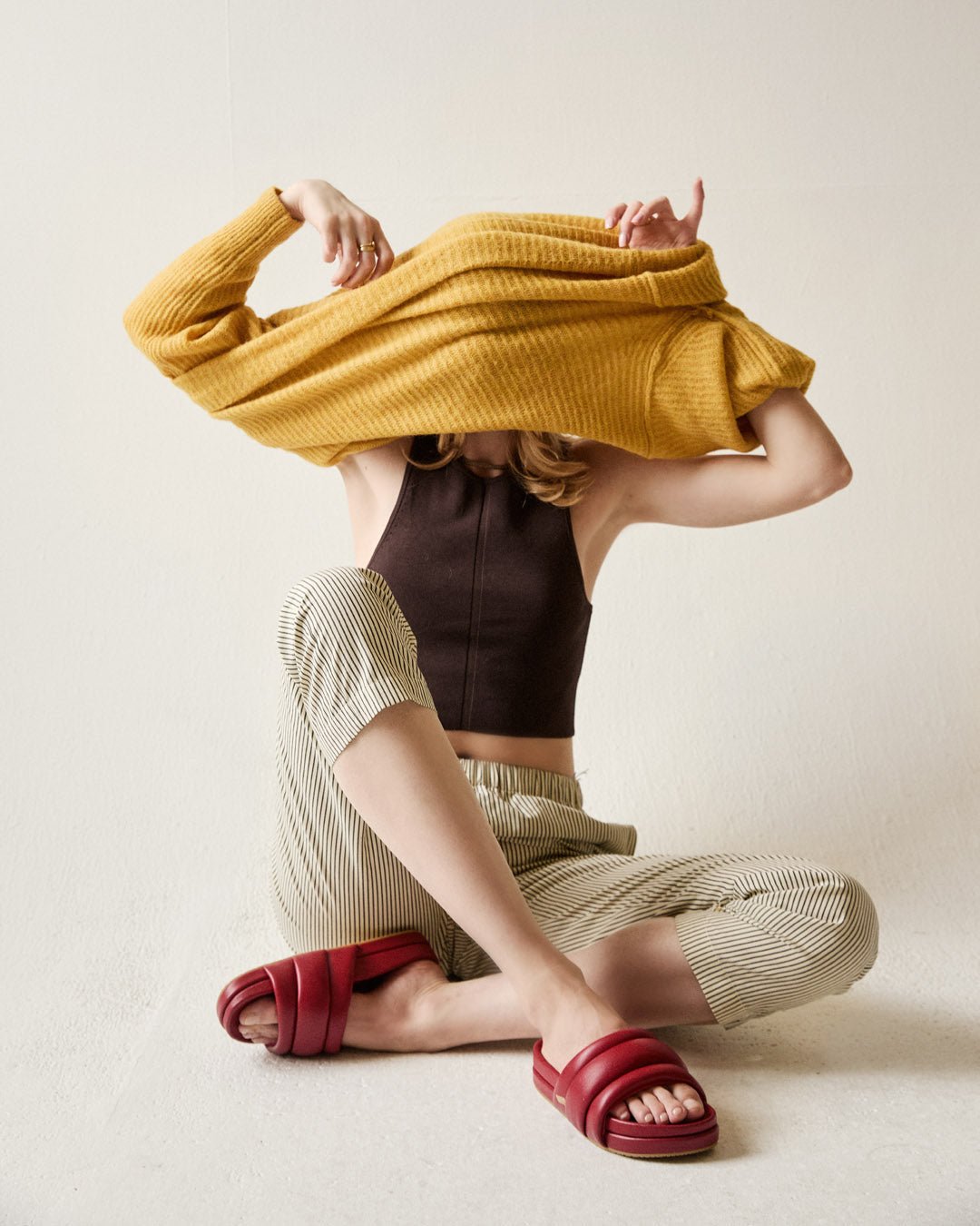 The Softie Slide - Cherry Red Napa Leather