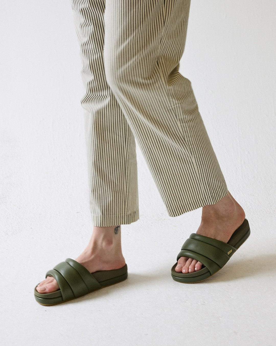 The Softie Slide - Olive Green Napa Leather