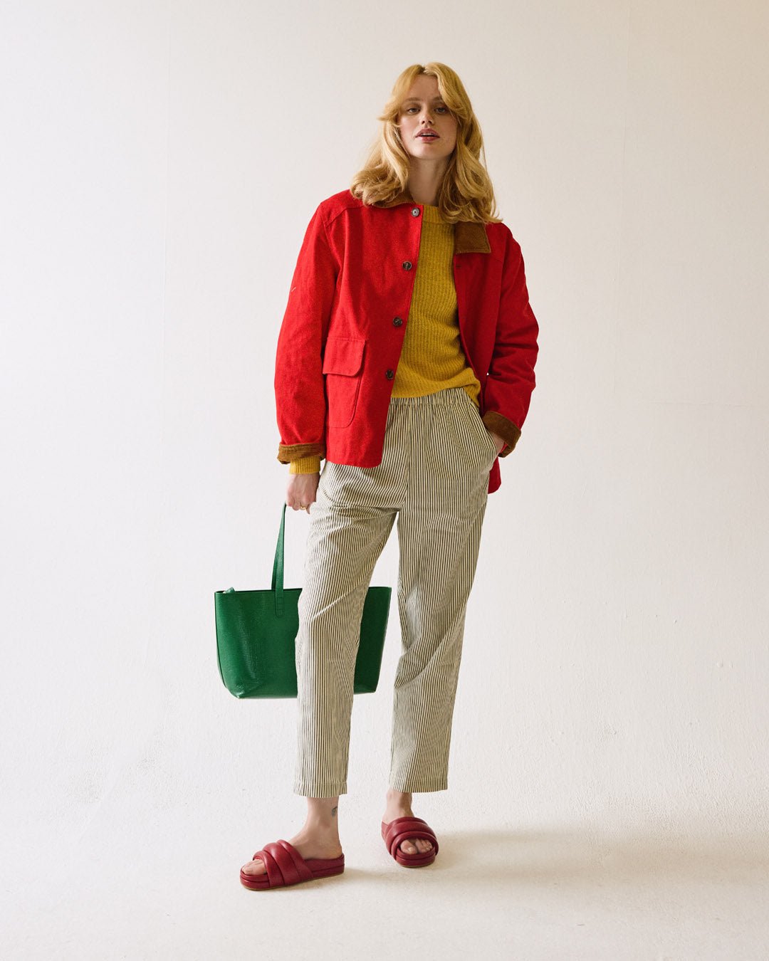 The Softie Slide - Cherry Red Napa Leather