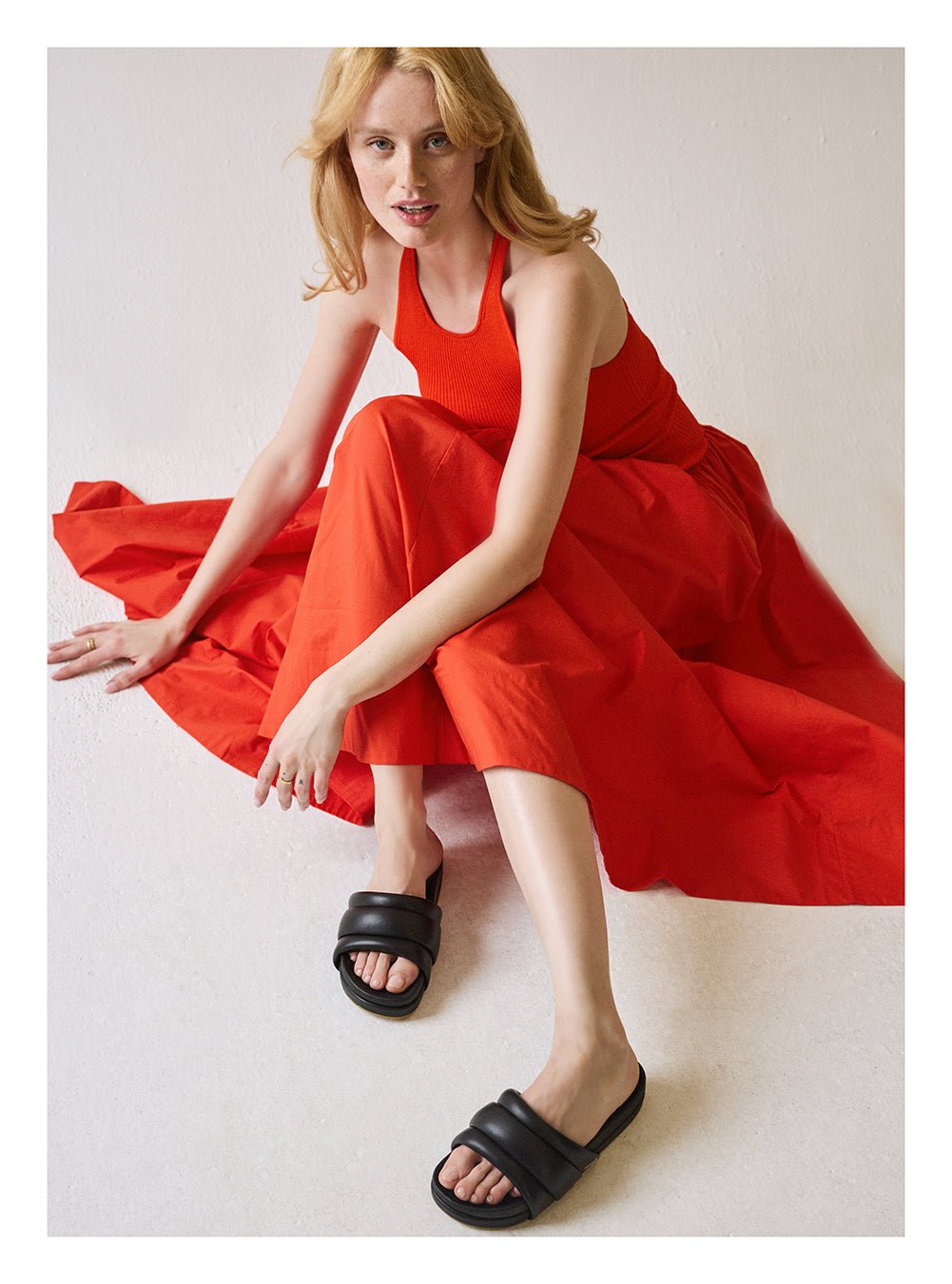 The Softie Slide - Midnight Black Napa Leather