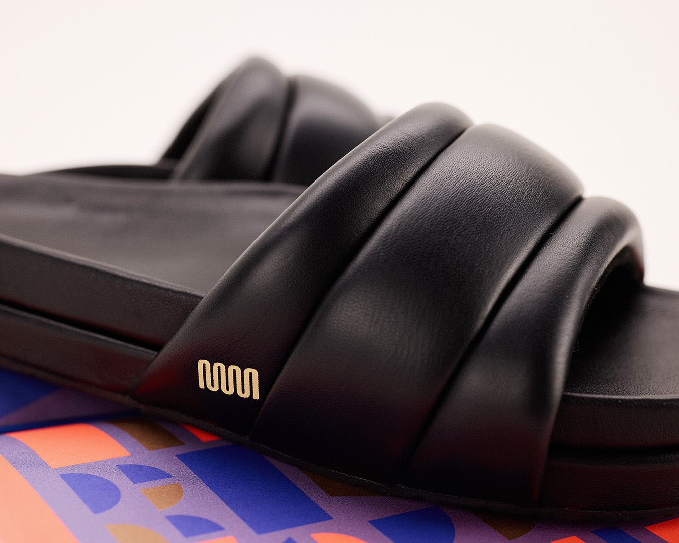 The Softie Slide - Midnight Black Napa Leather