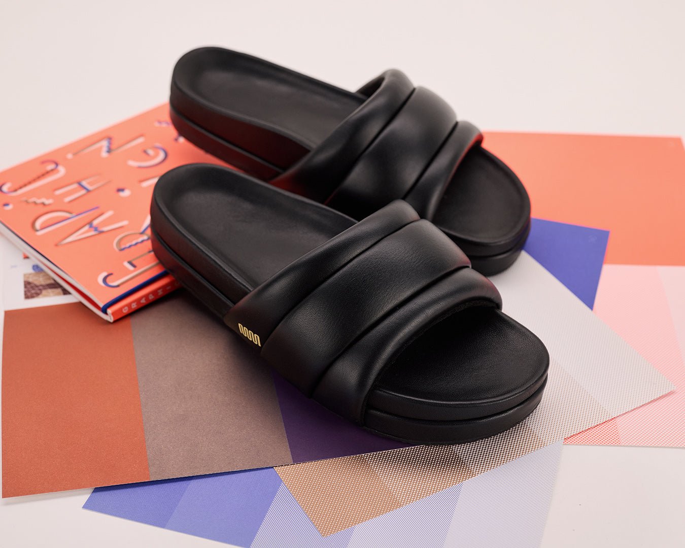 The Softie Slide - Midnight Black Napa Leather