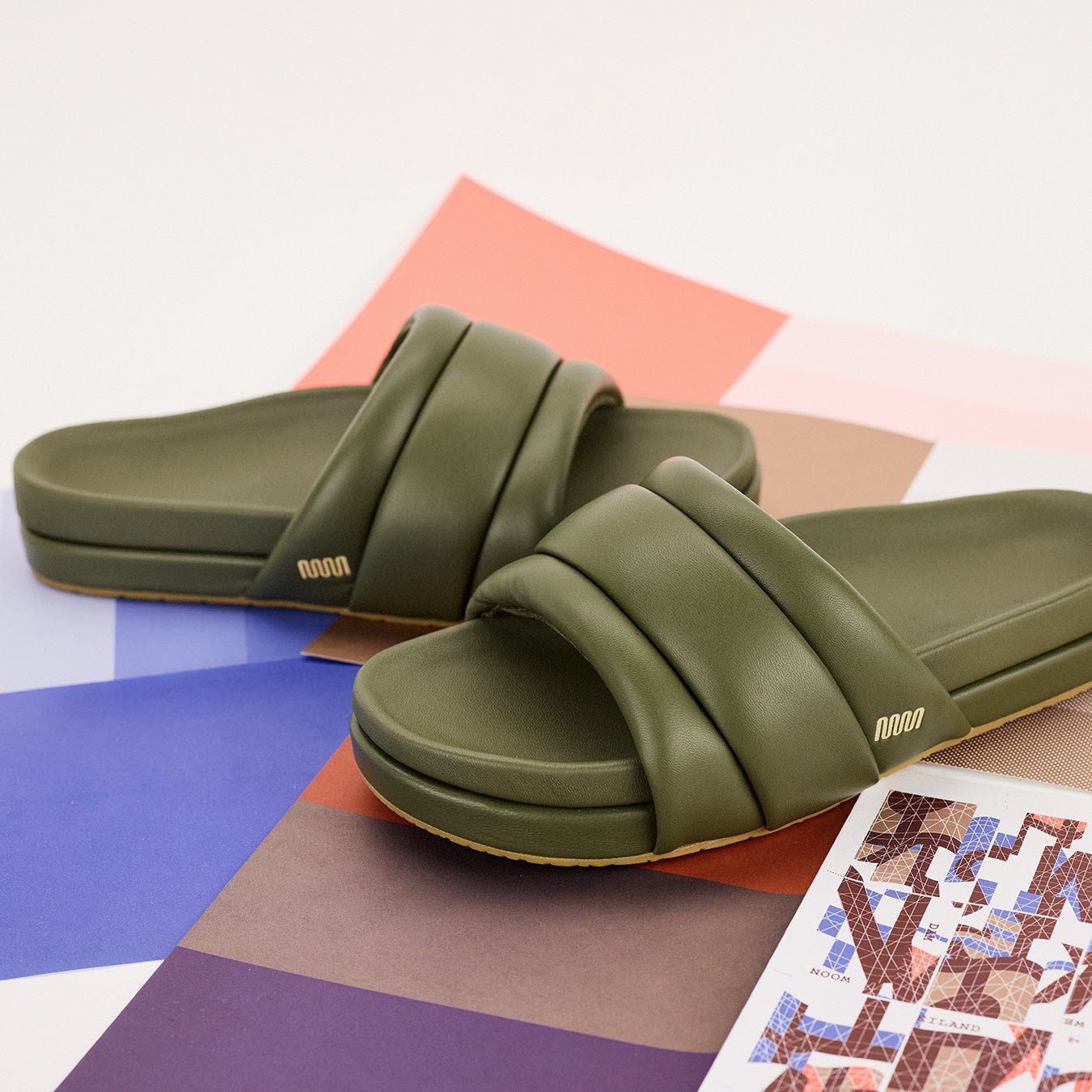 The Softie Slide - Olive Green Napa Leather