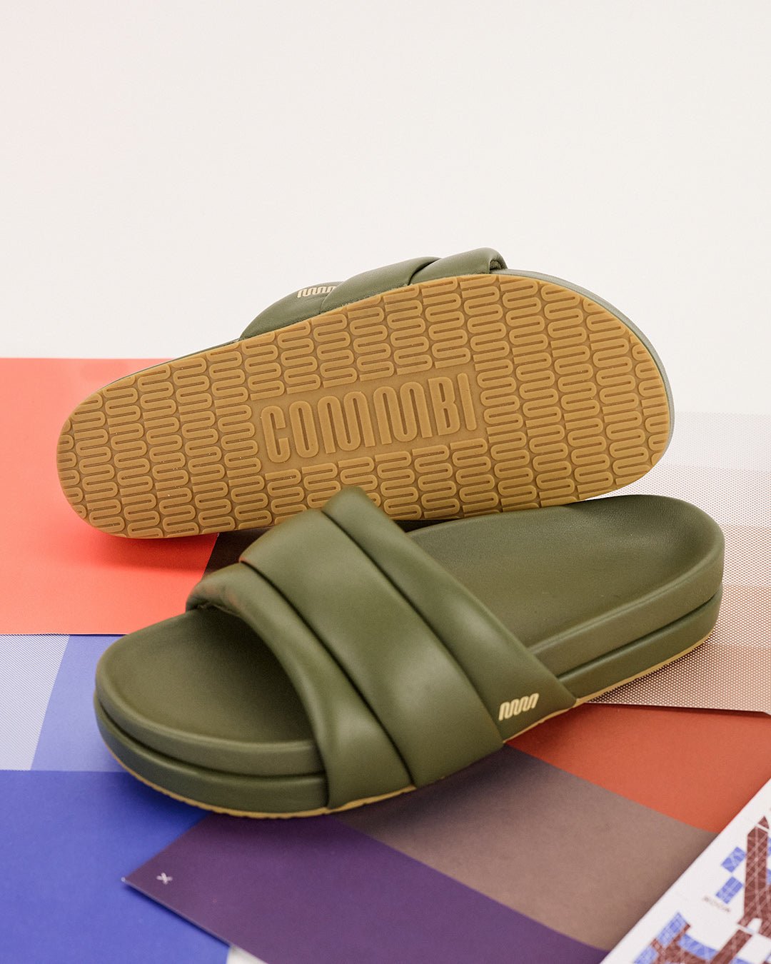 The Softie Slide - Olive Green Napa Leather