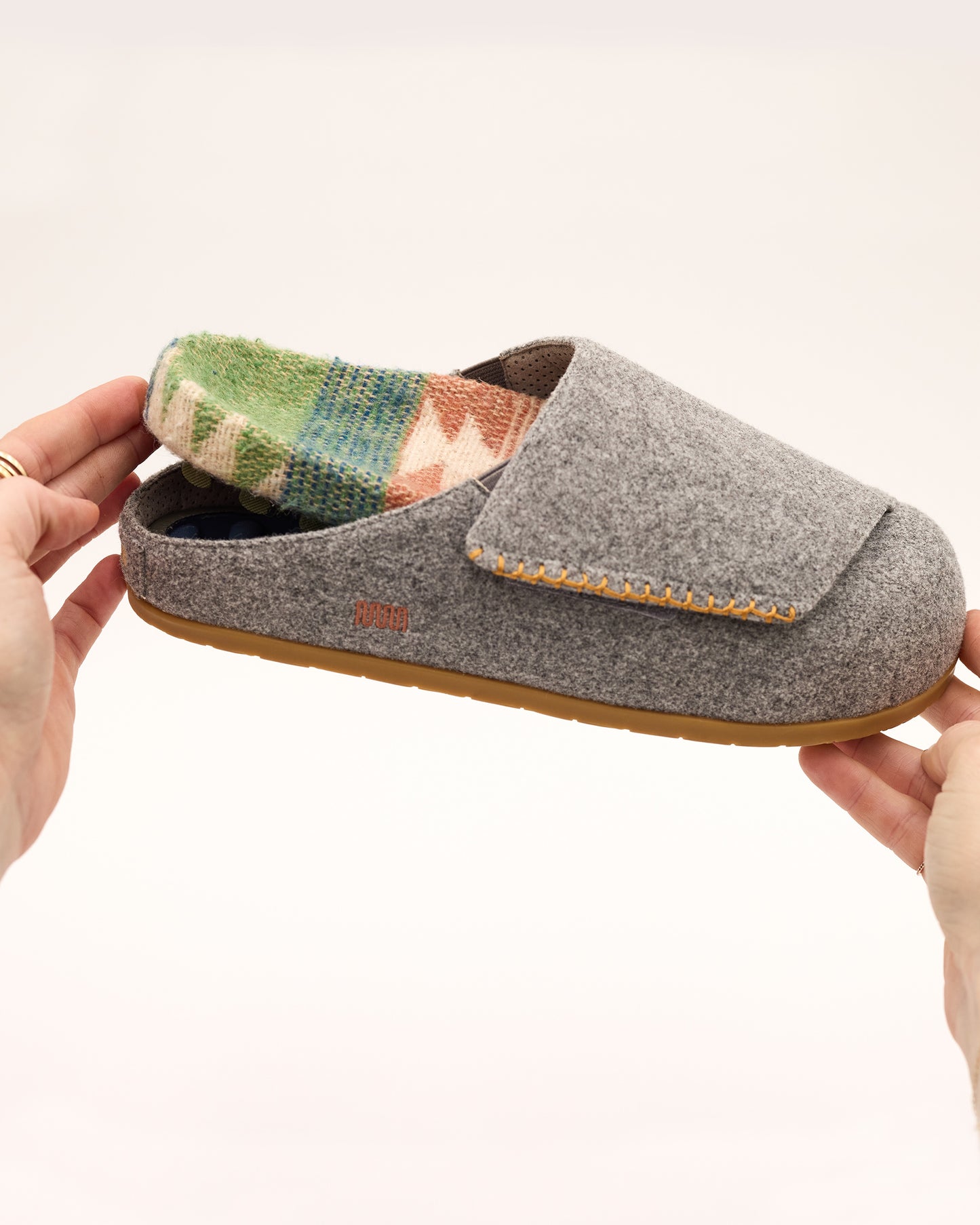 Ollie Mules in Grey Wool with Shearling