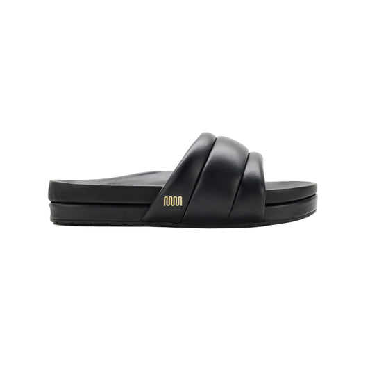 The Softie Slide - Midnight Black Napa Leather