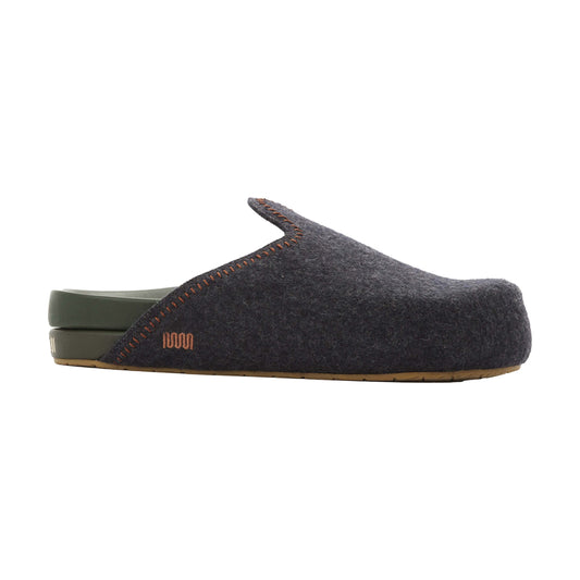 The Woolie Burro - Charcoal with Green Vegan Leather - Mens