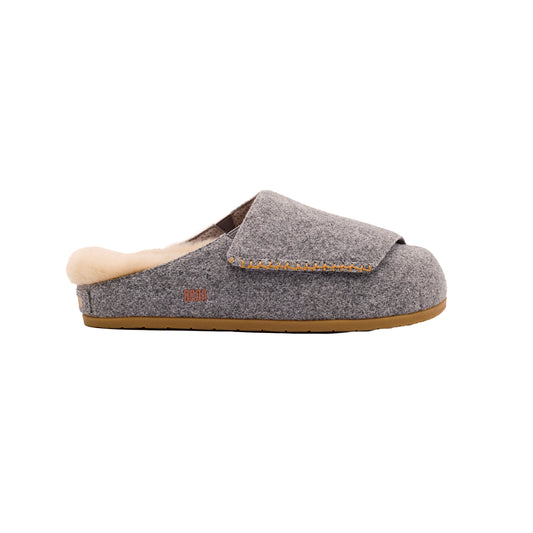 Ollie Mules in Grey Wool with Shearling